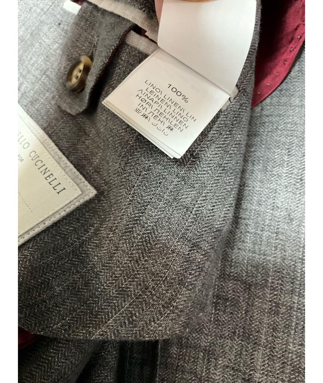 BRUNELLO CUCINELLI Серый льняной пиджак, фото 6