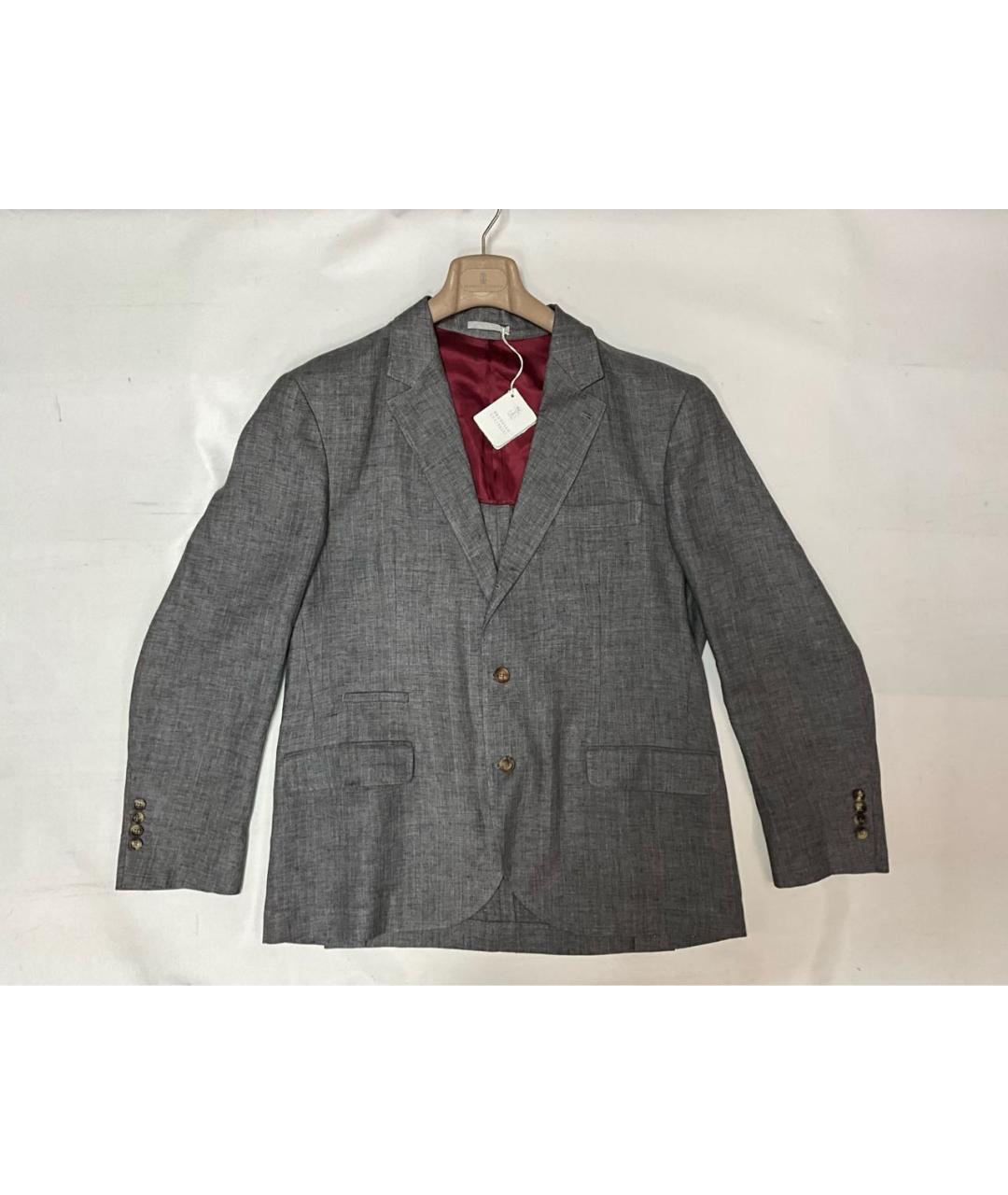 BRUNELLO CUCINELLI Серый льняной пиджак, фото 8