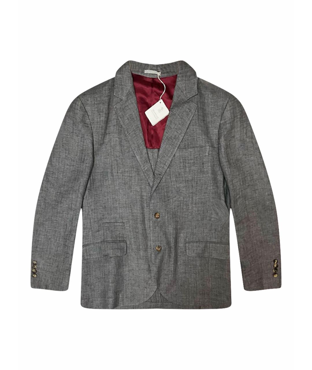 BRUNELLO CUCINELLI Серый льняной пиджак, фото 1