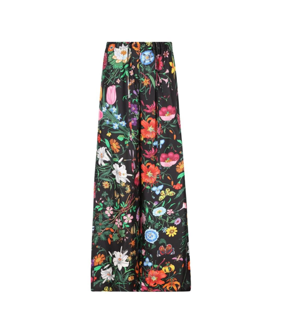 GUCCI Мульти шелковые прямые брюки, фото 1