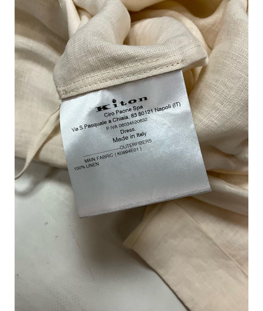 KITON Бежевое льняное повседневное платье, фото 7