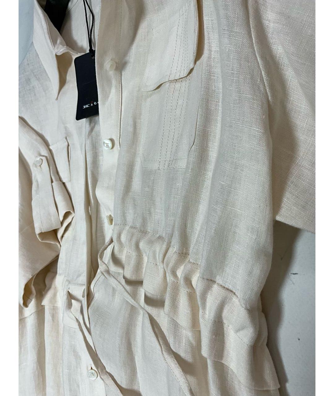 KITON Бежевое льняное повседневное платье, фото 6
