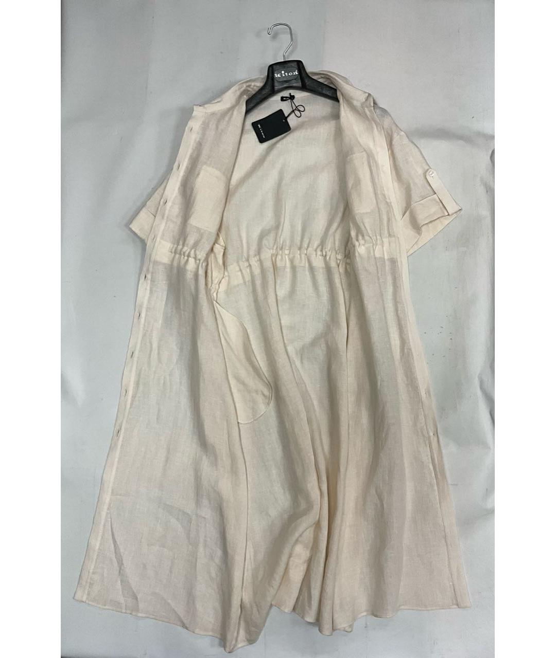 KITON Бежевое льняное повседневное платье, фото 2