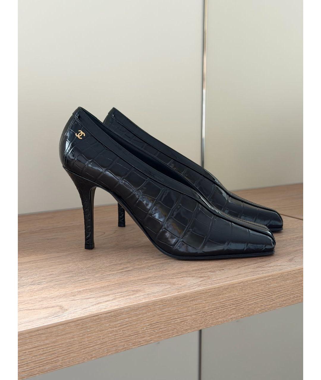 CHANEL Черные кожаные туфли, фото 3