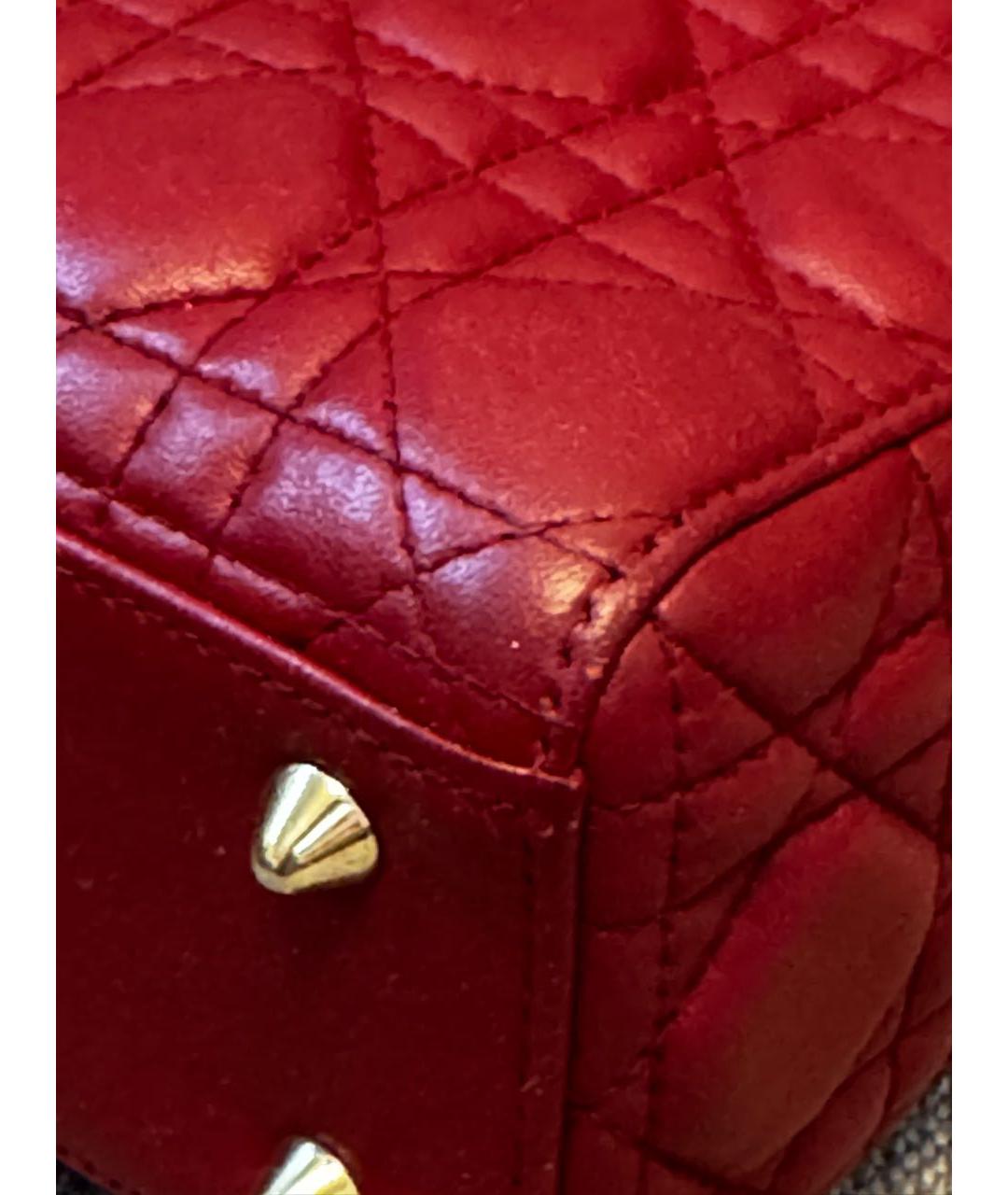 CHRISTIAN DIOR Бордовая кожаная сумка с короткими ручками, фото 6