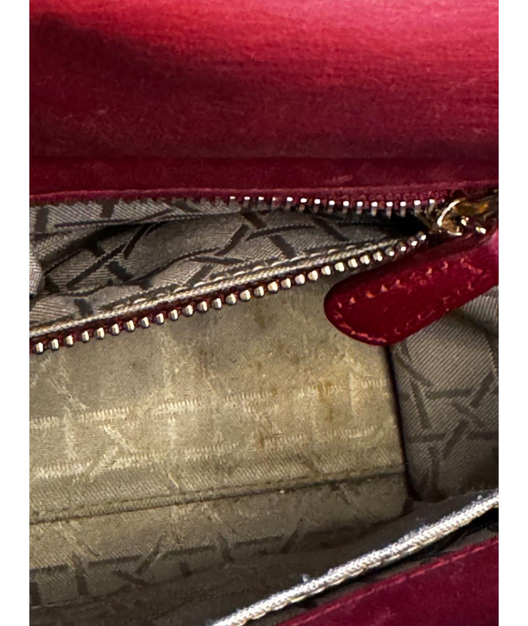 CHRISTIAN DIOR Бордовая кожаная сумка с короткими ручками, фото 8