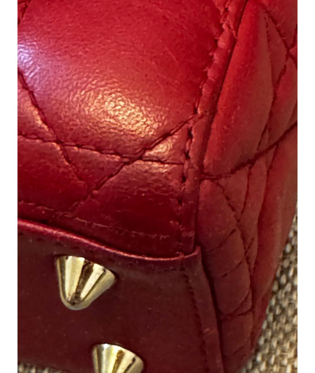 CHRISTIAN DIOR Бордовая кожаная сумка с короткими ручками, фото 5