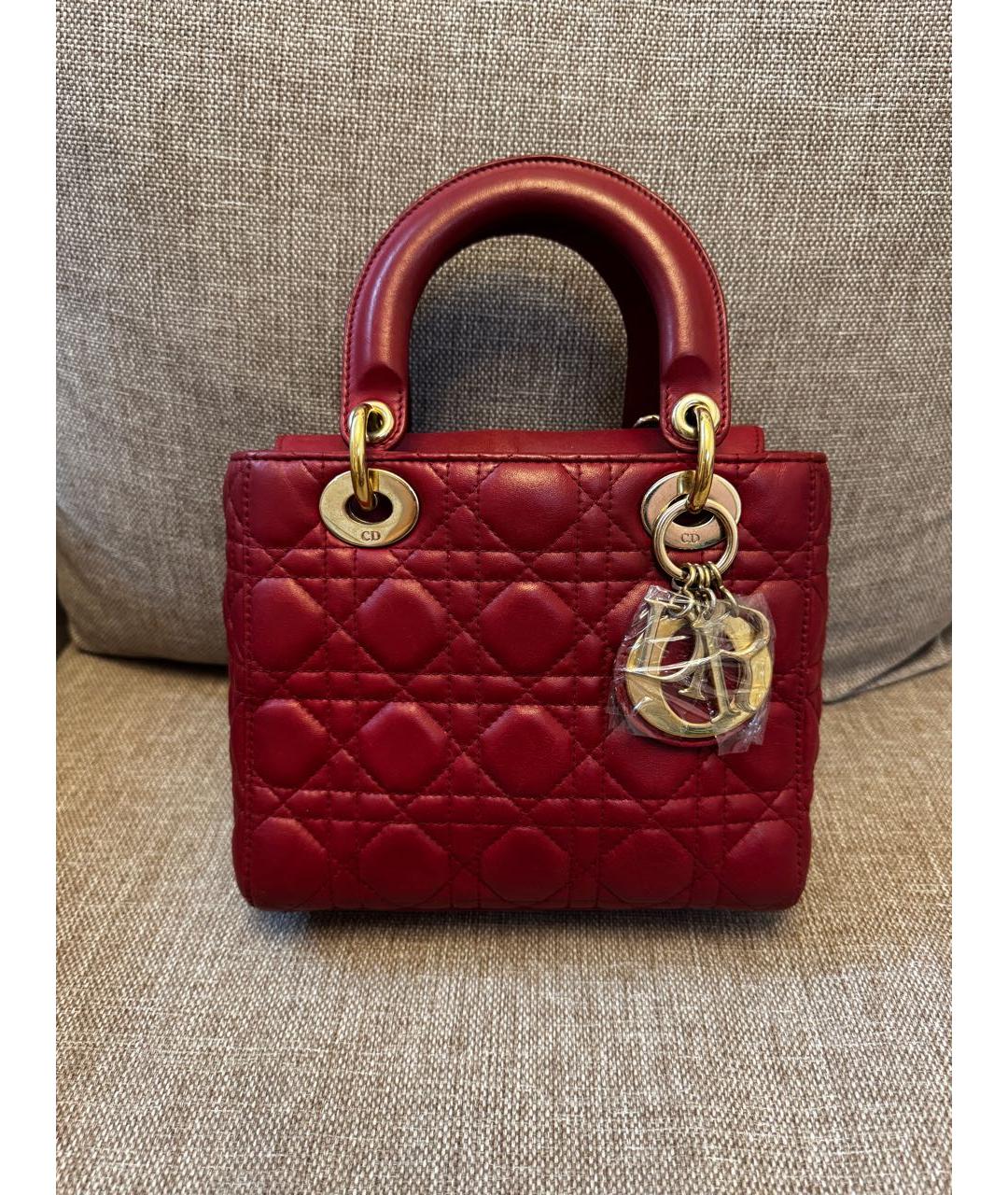 CHRISTIAN DIOR Бордовая кожаная сумка с короткими ручками, фото 9