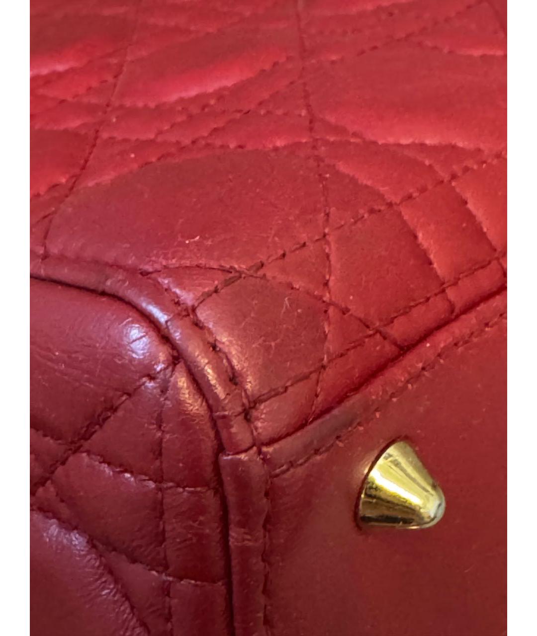 CHRISTIAN DIOR Бордовая кожаная сумка с короткими ручками, фото 4