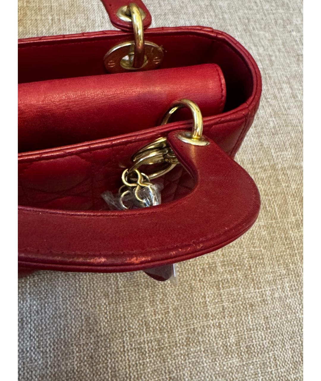 CHRISTIAN DIOR Бордовая кожаная сумка с короткими ручками, фото 7