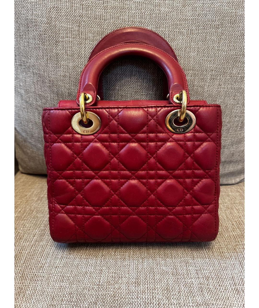 CHRISTIAN DIOR Бордовая кожаная сумка с короткими ручками, фото 3