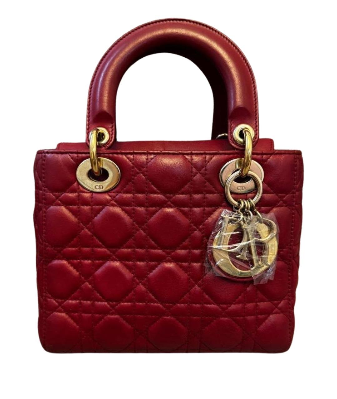 CHRISTIAN DIOR Бордовая кожаная сумка с короткими ручками, фото 1