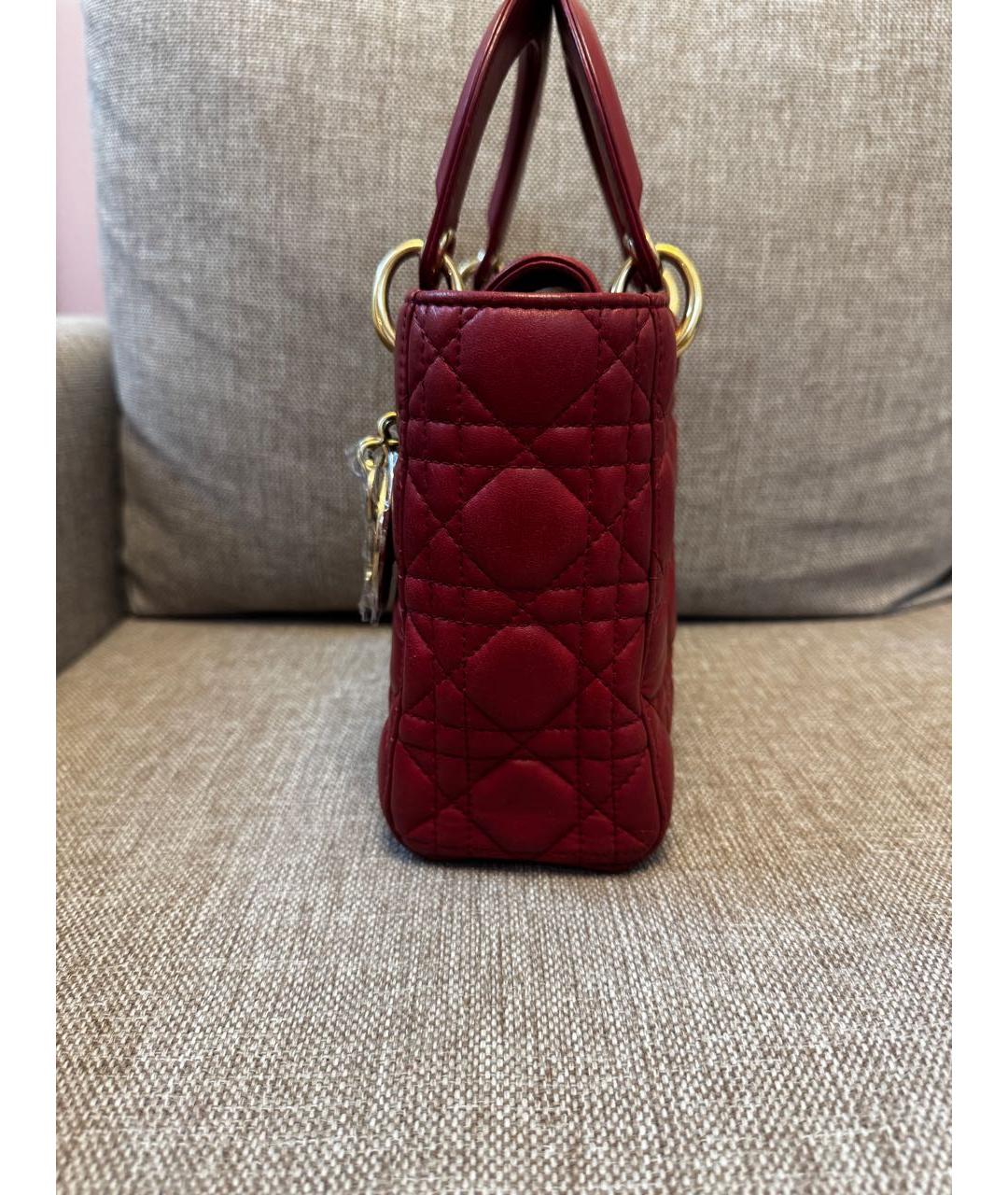 CHRISTIAN DIOR Бордовая кожаная сумка с короткими ручками, фото 2