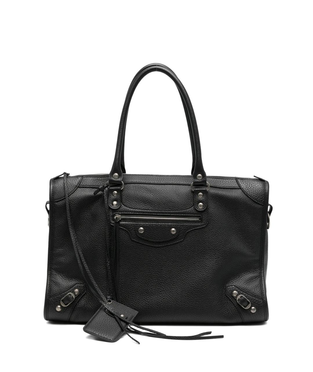 BALENCIAGA Черная кожаная сумка тоут, фото 1