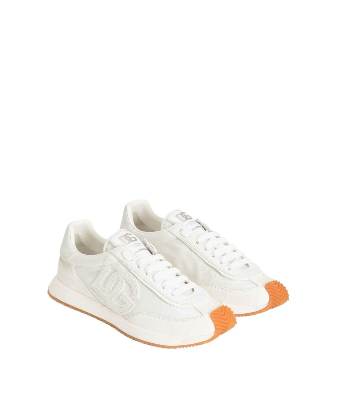 DOLCE&GABBANA Белые кожаные низкие кроссовки / кеды, фото 2