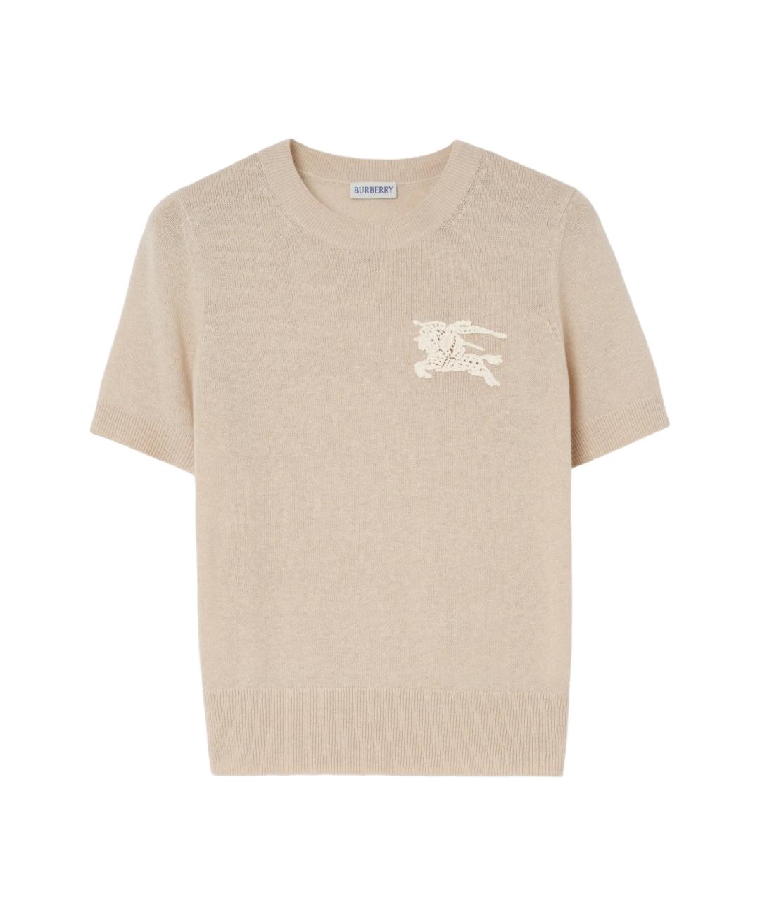 BURBERRY Бежевая хлопковая футболка, фото 1