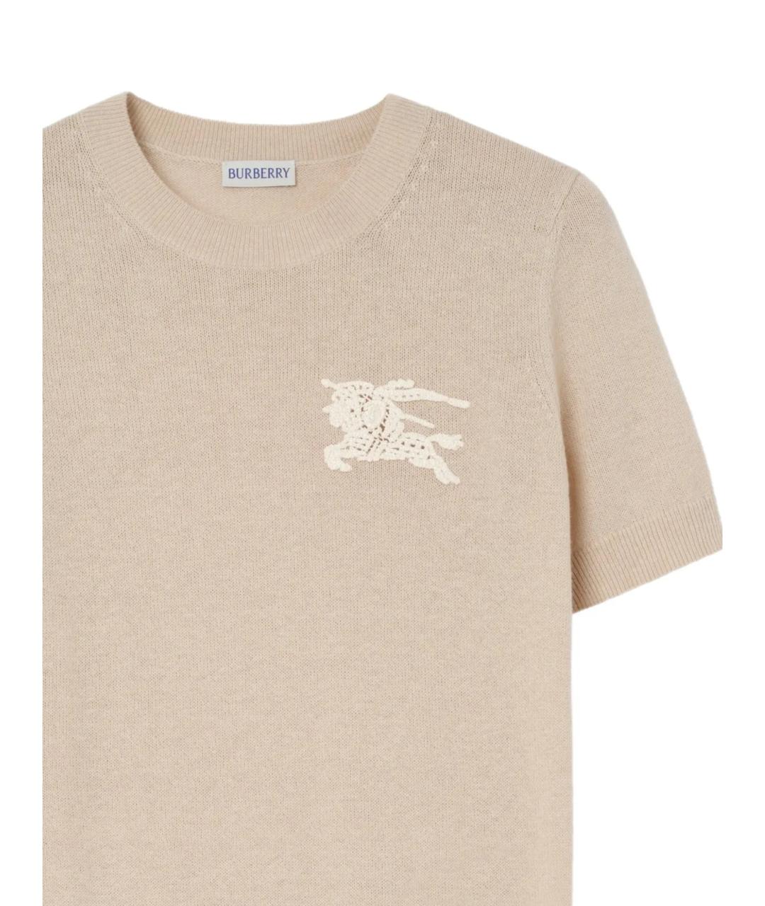 BURBERRY Бежевая хлопковая футболка, фото 2