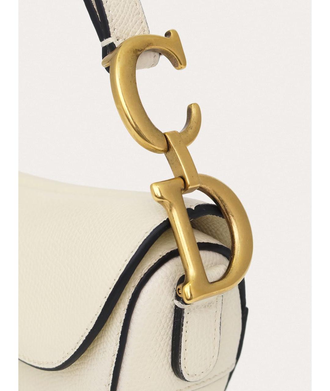 CHRISTIAN DIOR Белая кожаная сумка с короткими ручками, фото 5