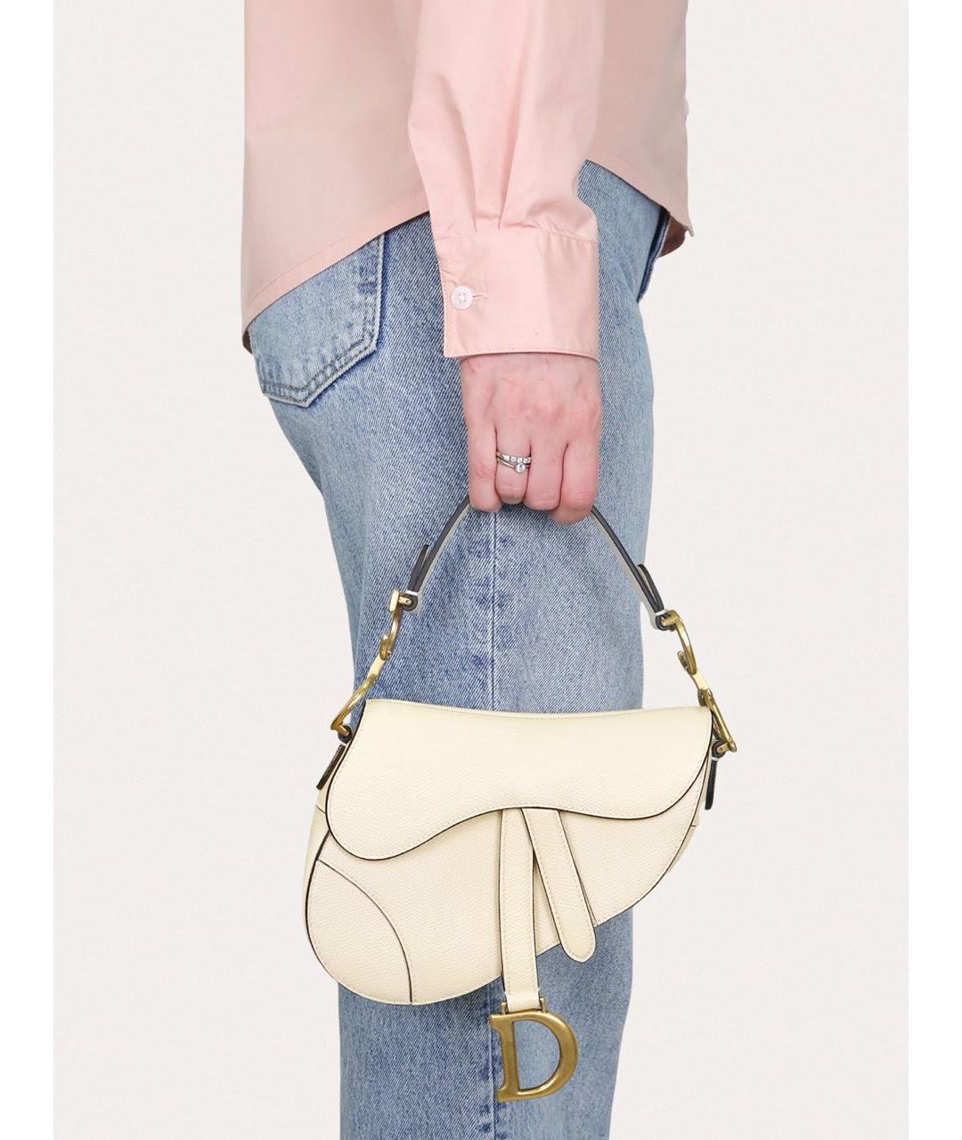 CHRISTIAN DIOR Белая кожаная сумка с короткими ручками, фото 8