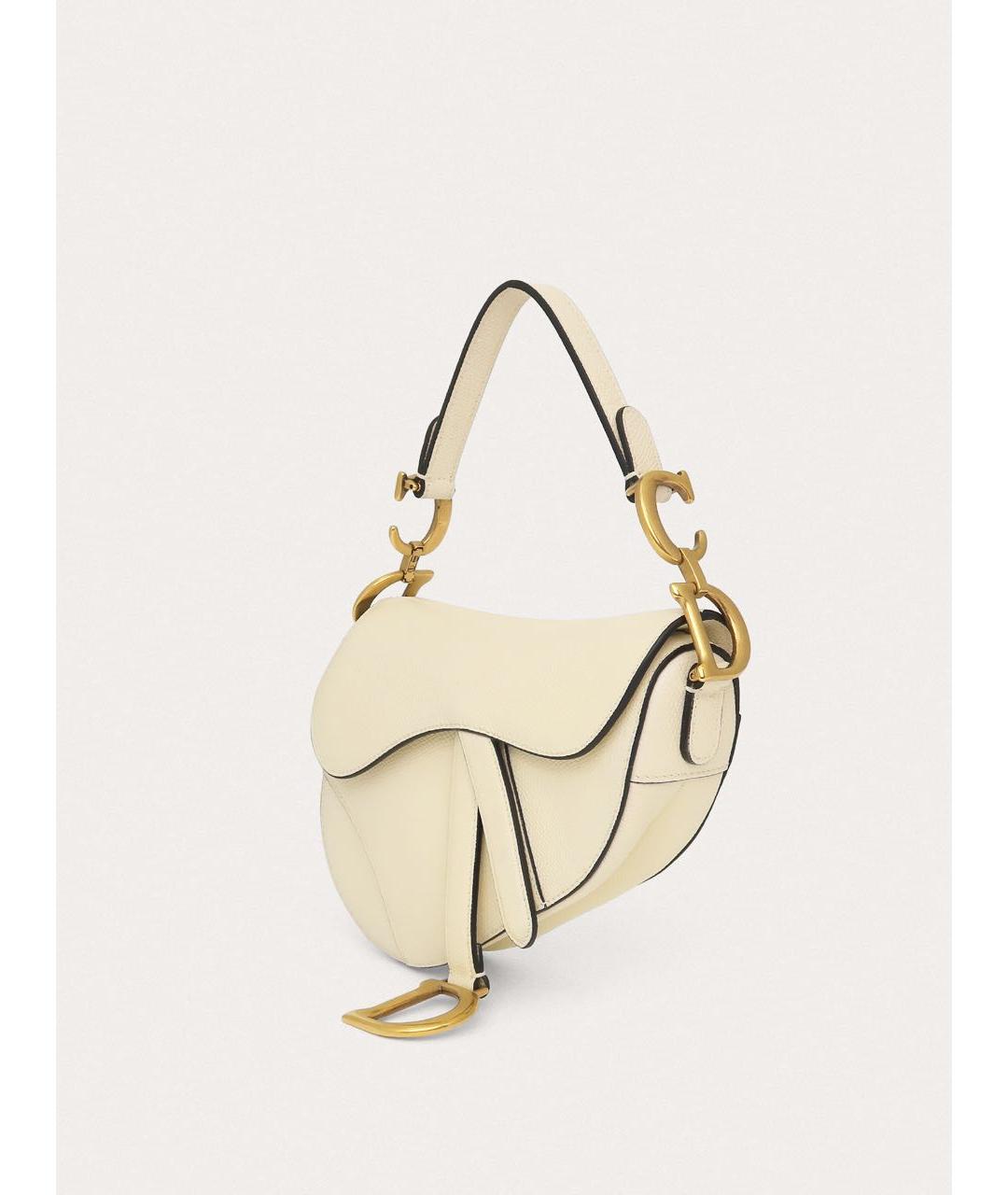 CHRISTIAN DIOR Белая кожаная сумка с короткими ручками, фото 2