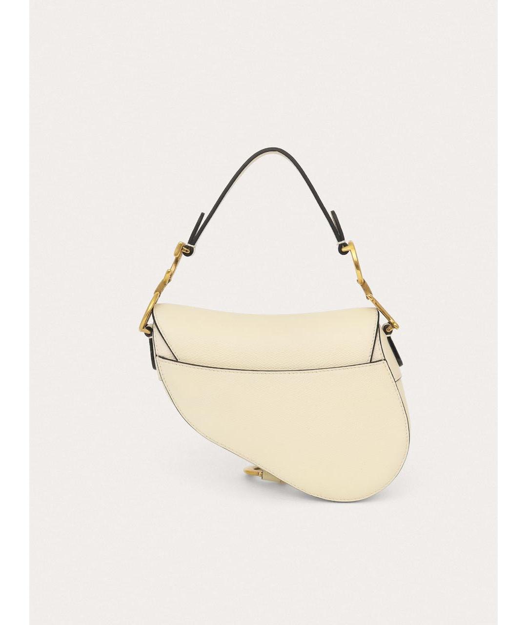 CHRISTIAN DIOR Белая кожаная сумка с короткими ручками, фото 3