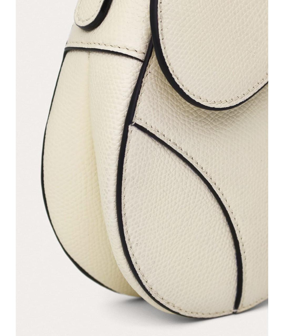 CHRISTIAN DIOR Белая кожаная сумка с короткими ручками, фото 6