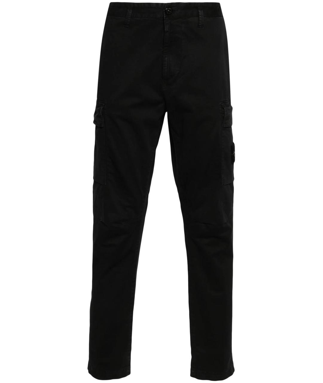 STONE ISLAND Черные хлопковые повседневные брюки, фото 1