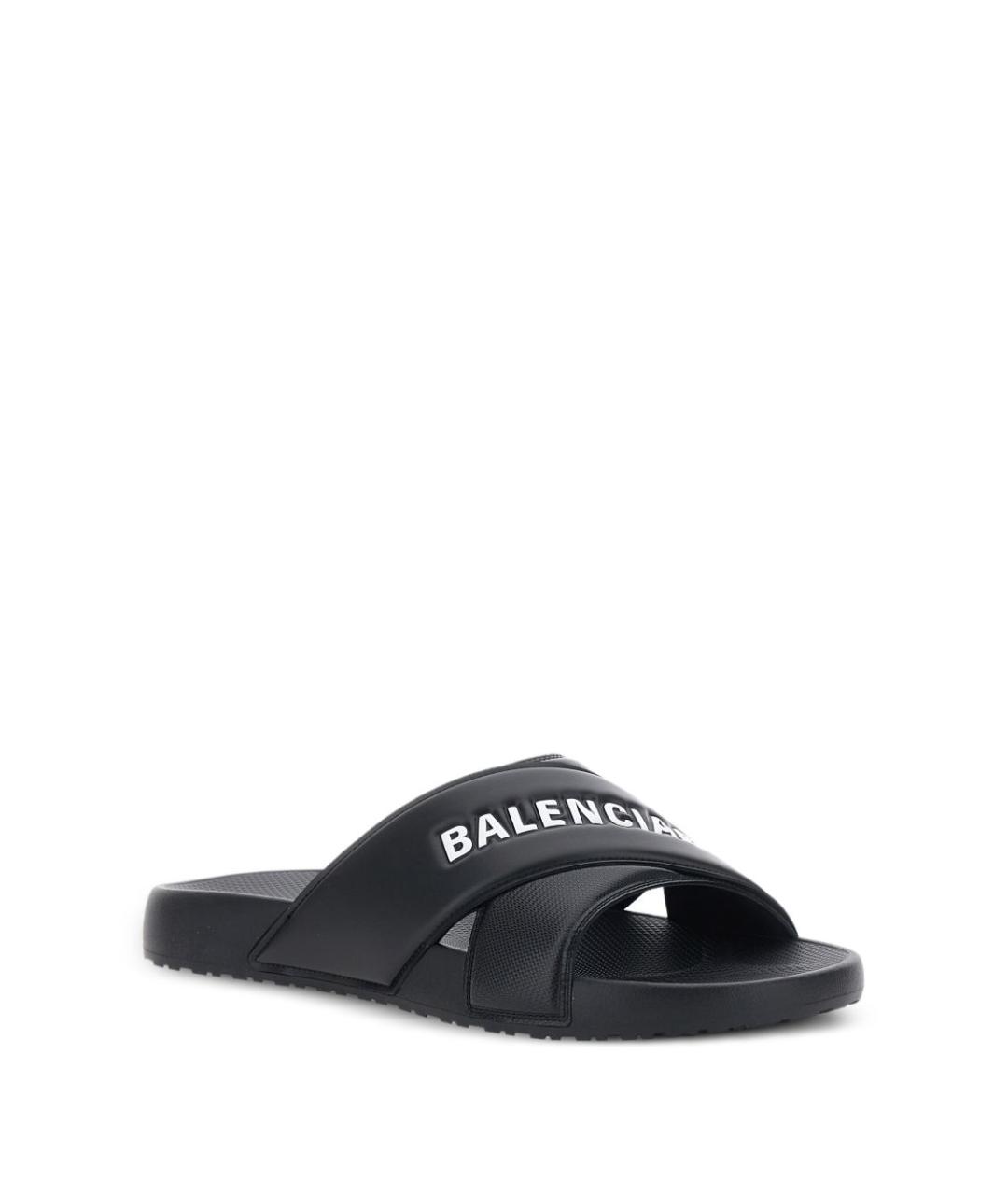 BALENCIAGA Черные резиновые шлепанцы, фото 4