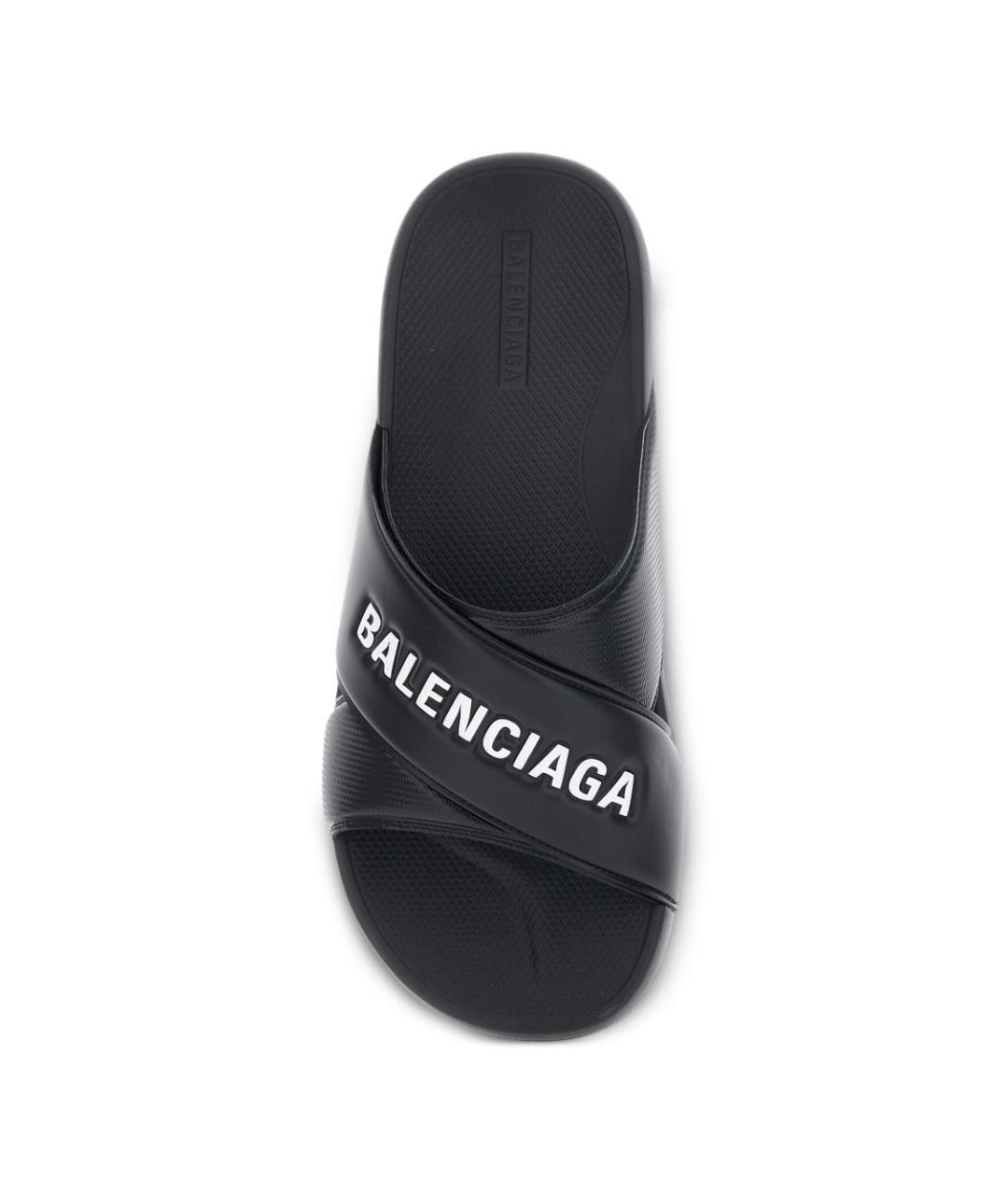 BALENCIAGA Черные резиновые шлепанцы, фото 3