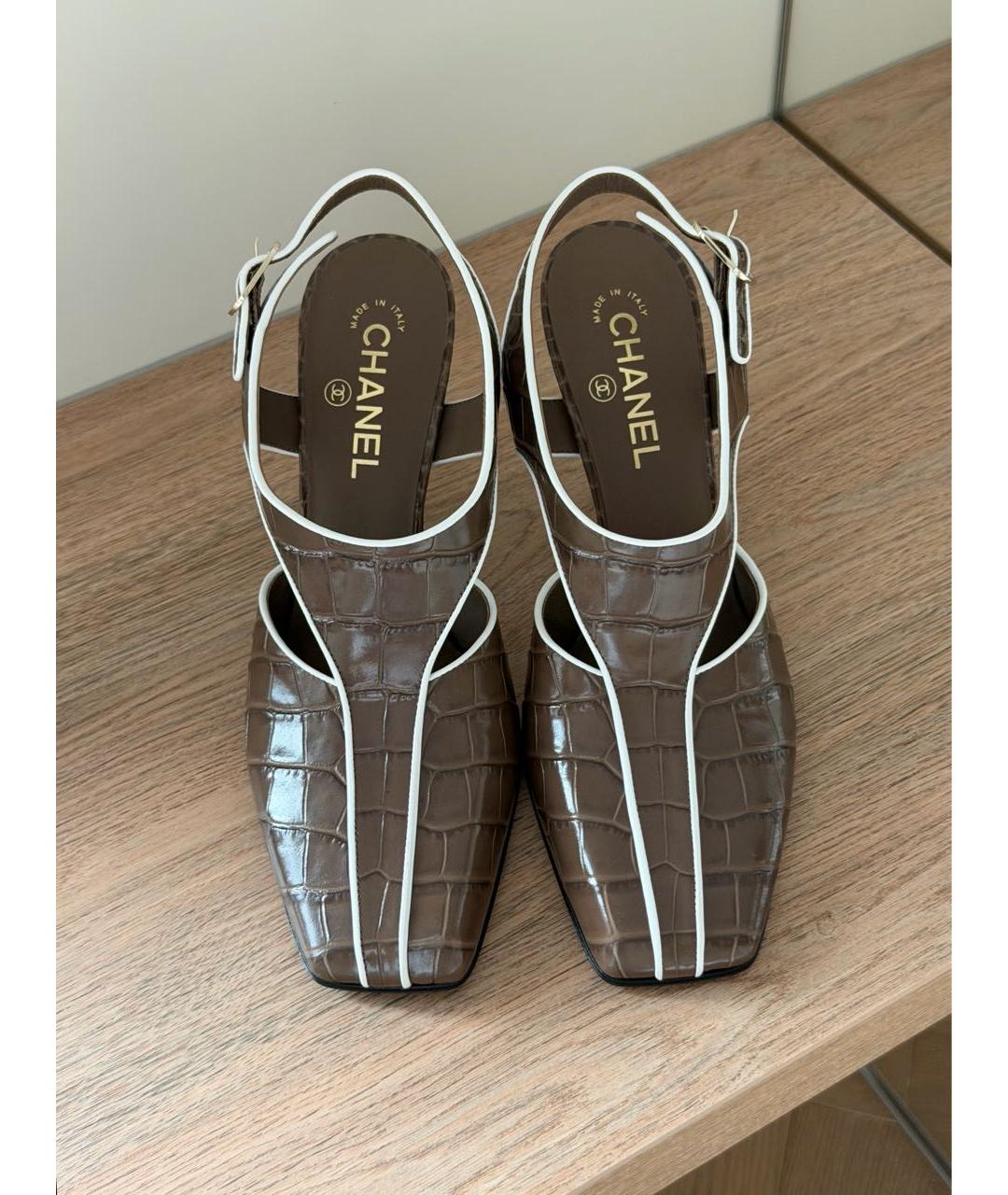 CHANEL Коричневые кожаные туфли, фото 4