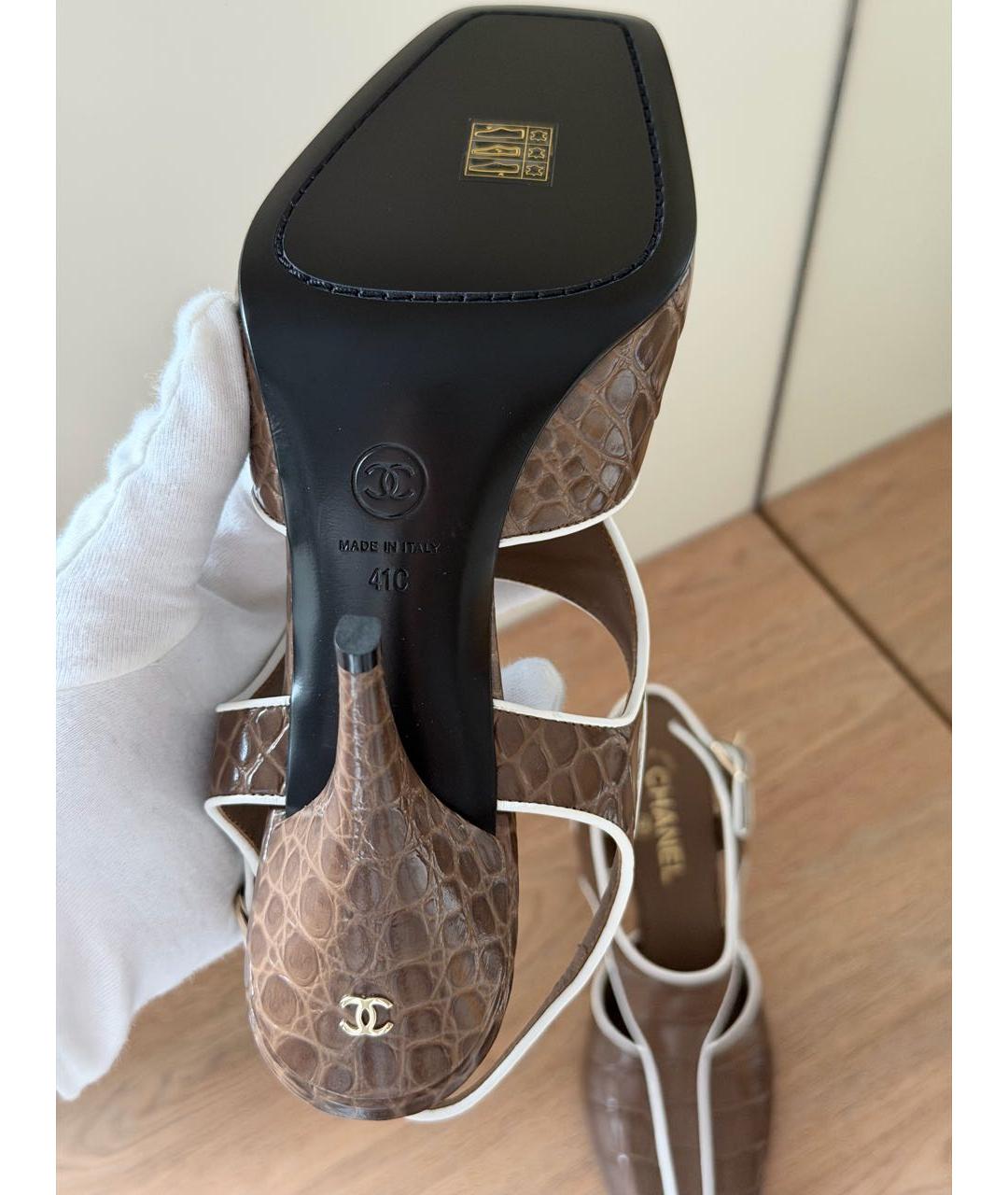 CHANEL Коричневые кожаные туфли, фото 3