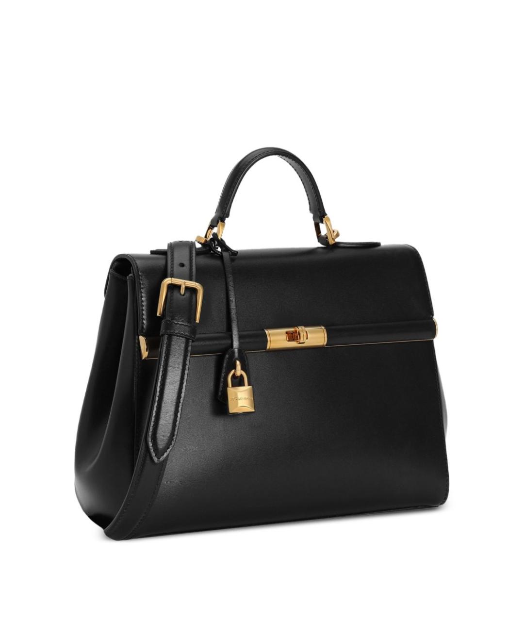 DOLCE&GABBANA Черная кожаная сумка с короткими ручками, фото 2