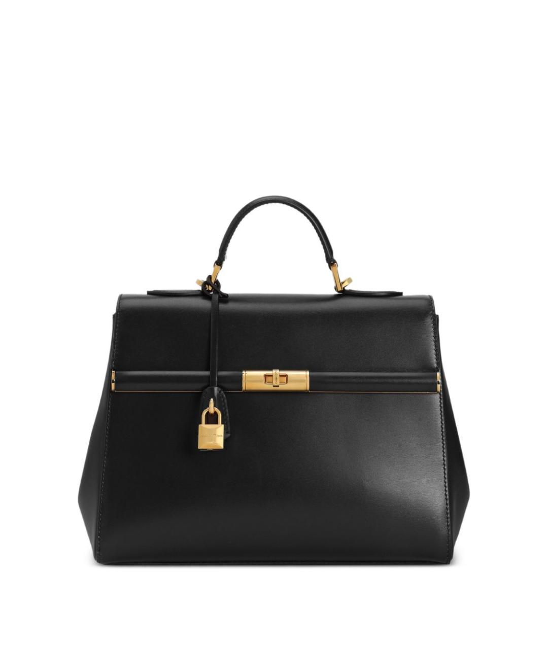 DOLCE&GABBANA Черная кожаная сумка с короткими ручками, фото 1