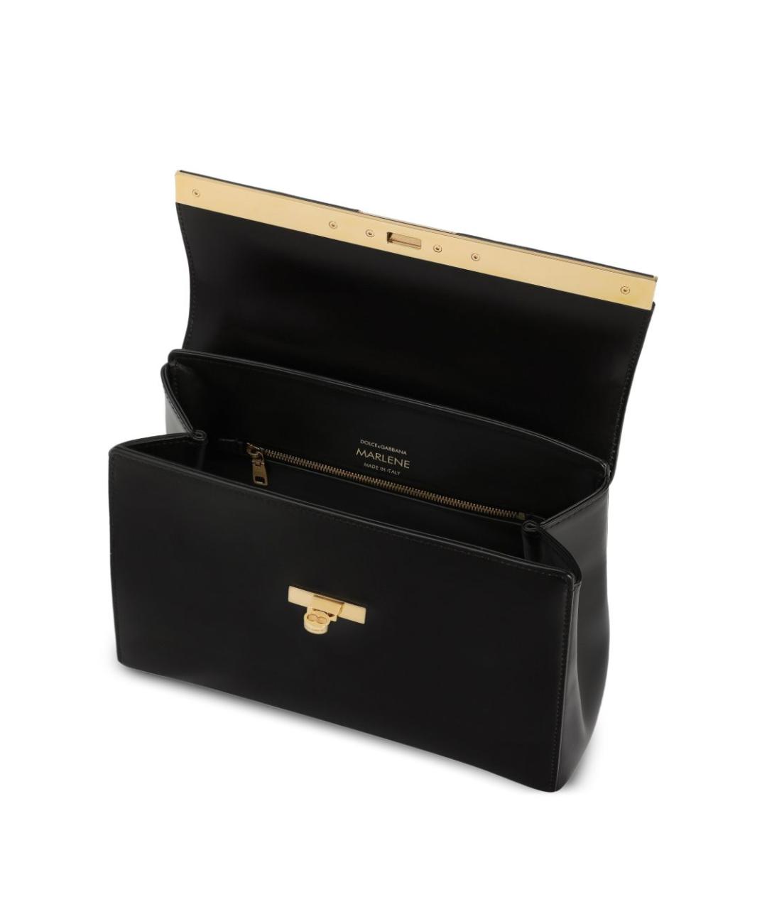 DOLCE&GABBANA Черная кожаная сумка с короткими ручками, фото 4