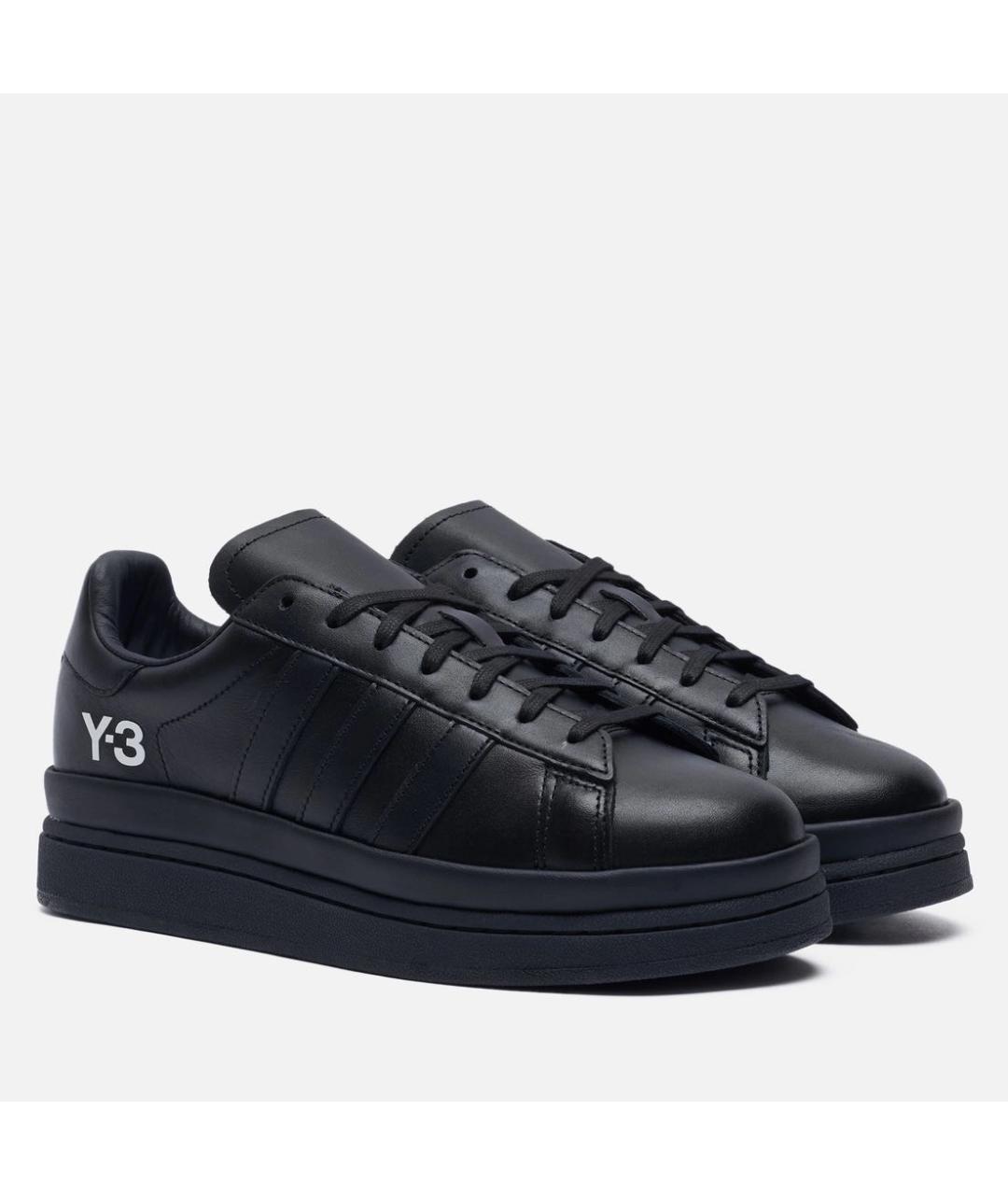Y-3 Черные кожаные низкие кроссовки / кеды, фото 2