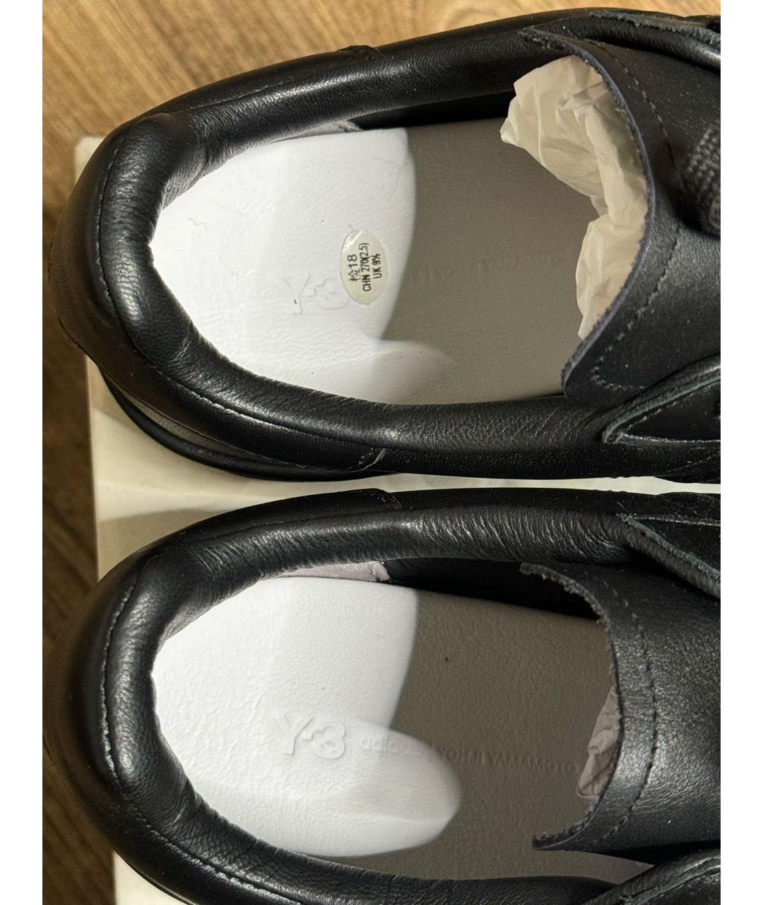 Y-3 Черные кожаные низкие кроссовки / кеды, фото 4