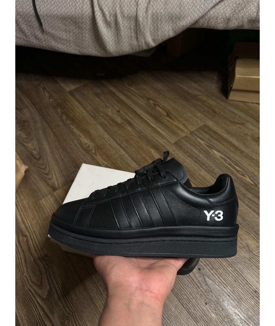 Y-3 Черные кожаные низкие кроссовки / кеды, фото 8