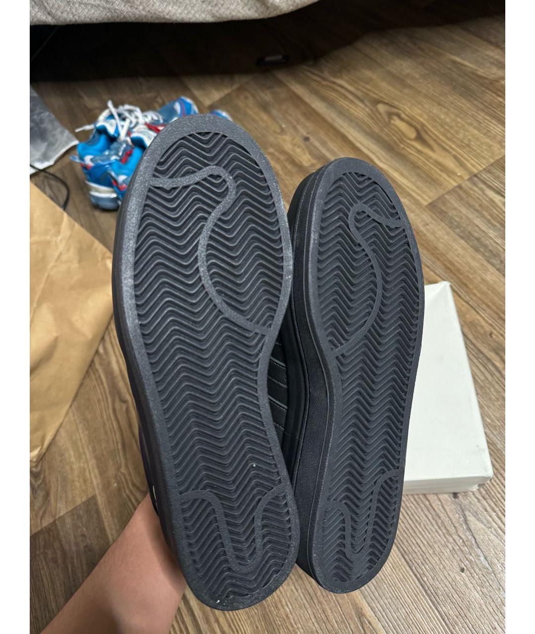 Y-3 Черные кожаные низкие кроссовки / кеды, фото 6