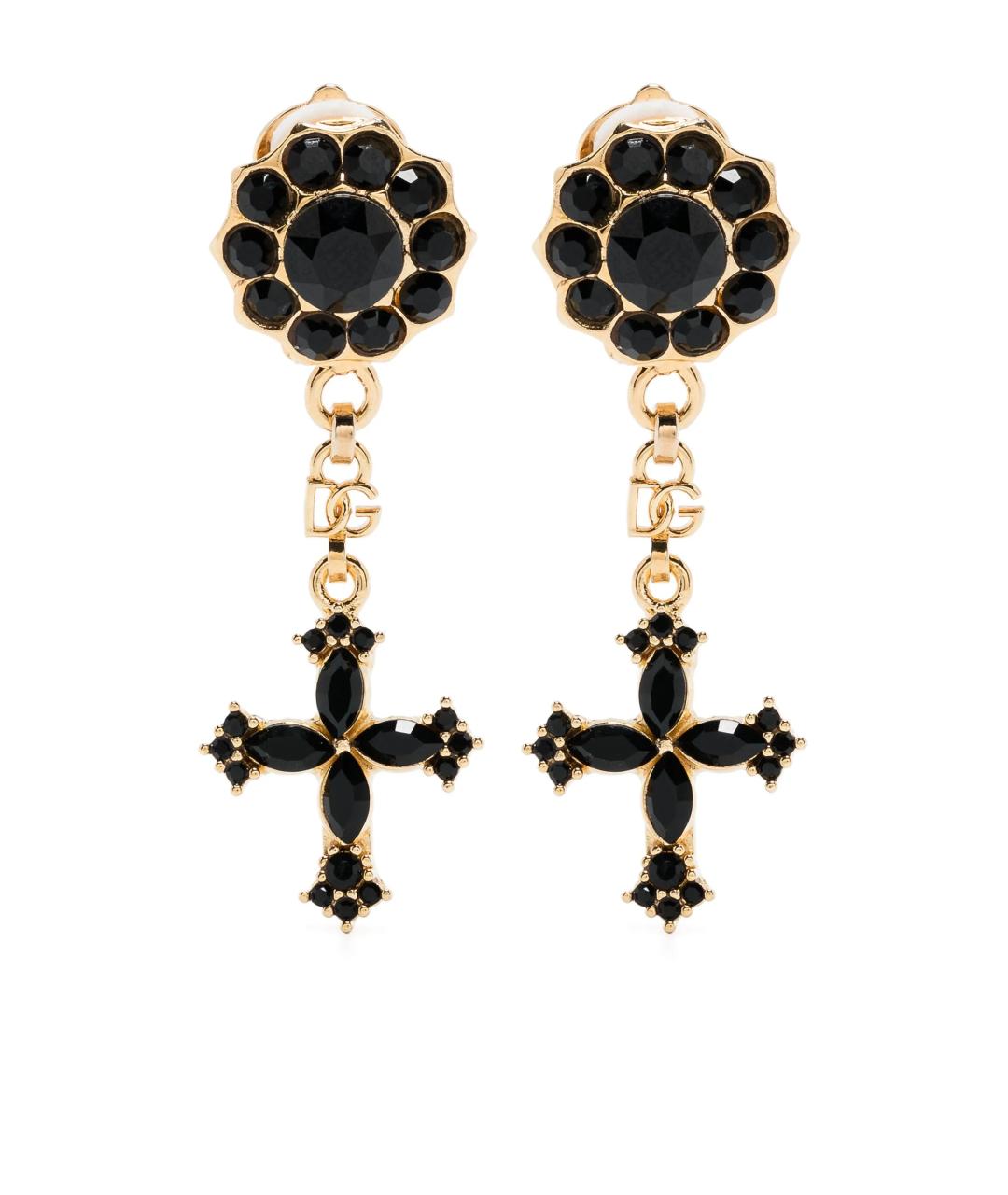 DOLCE&GABBANA Черные металлические серьги, фото 1