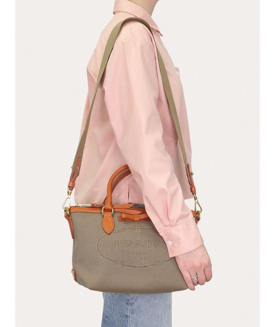 PRADA Бежевая тканевая сумка тоут, фото 8