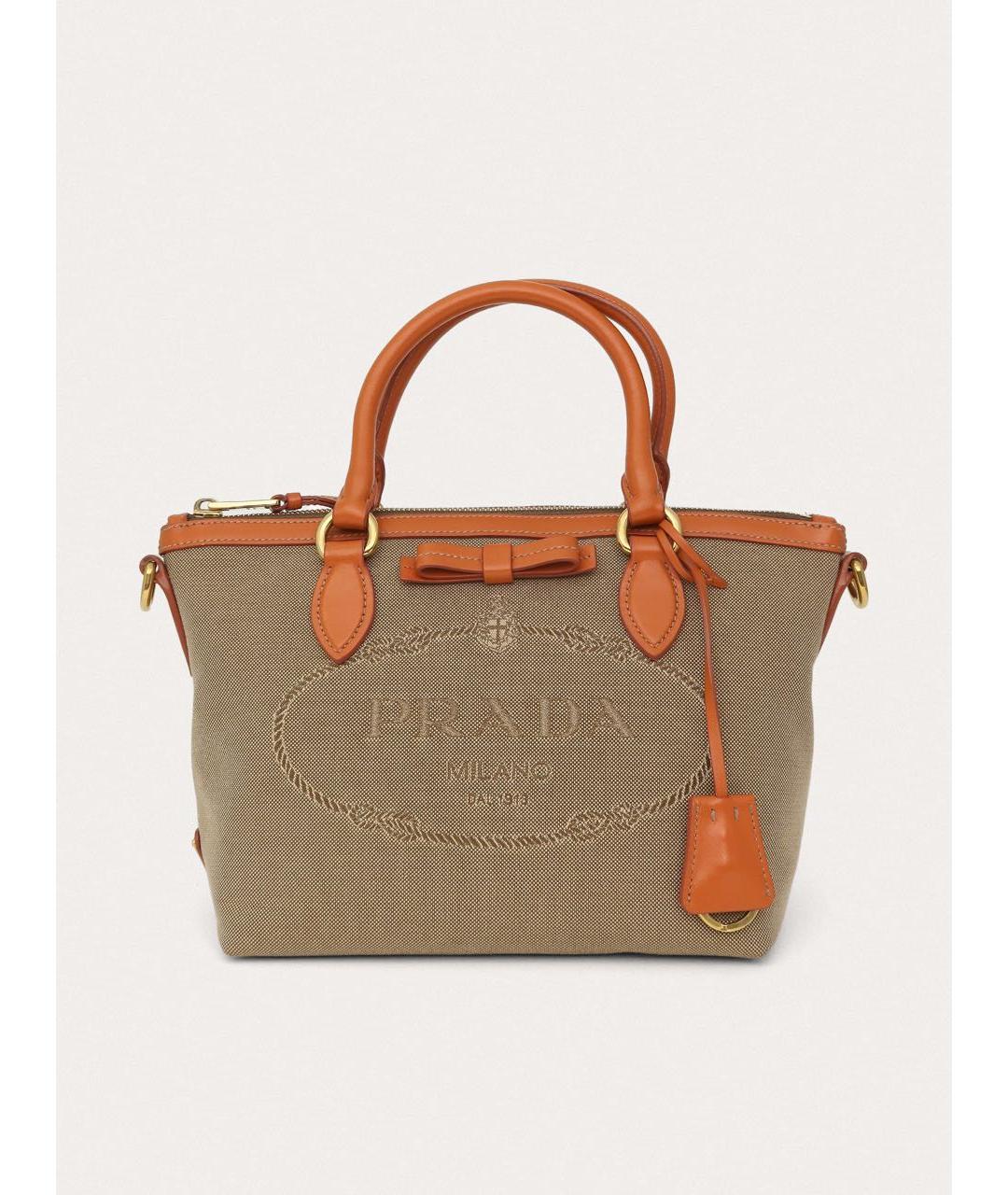 PRADA Бежевая тканевая сумка тоут, фото 9