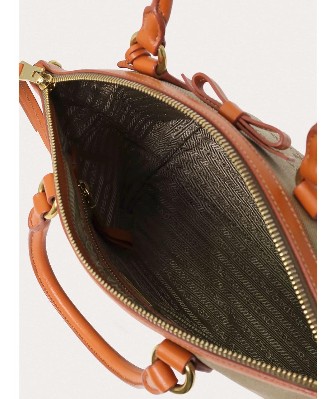 PRADA Бежевая тканевая сумка тоут, фото 4