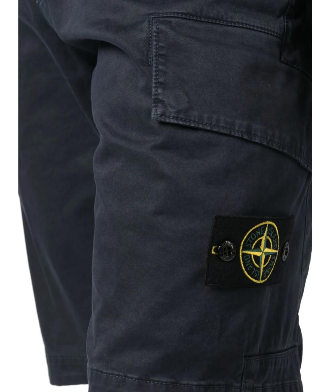 STONE ISLAND Темно-синие хлопковые шорты, фото 2