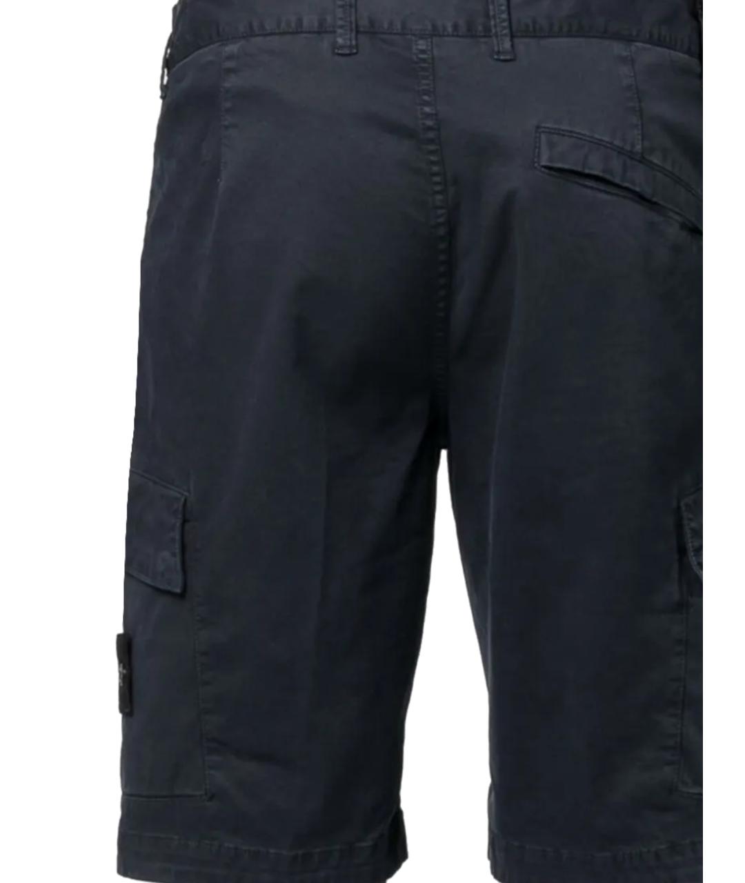 STONE ISLAND Темно-синие хлопковые шорты, фото 3