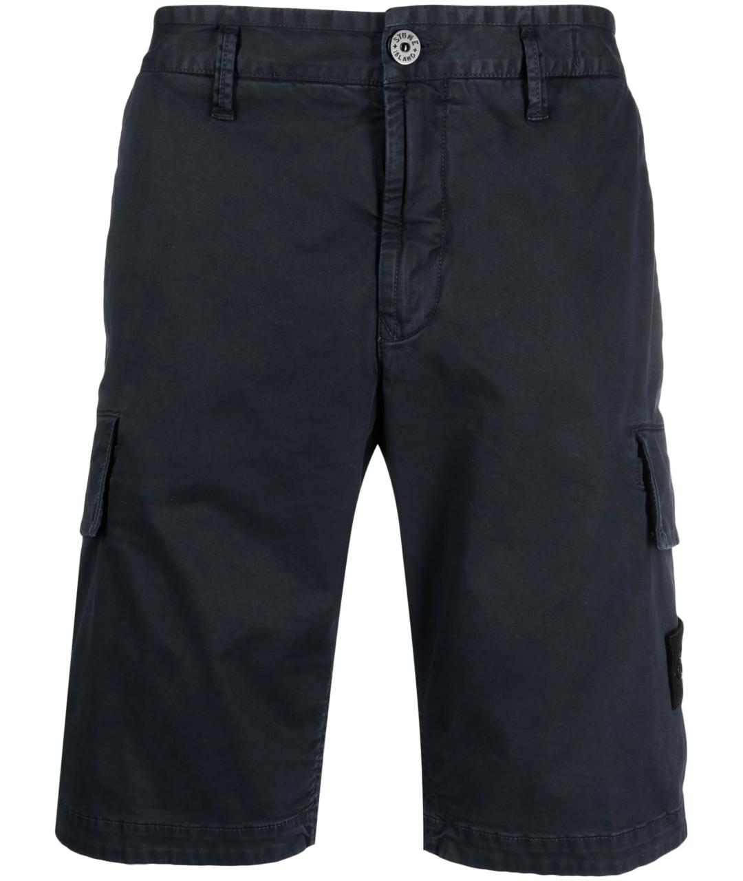 STONE ISLAND Темно-синие хлопковые шорты, фото 1