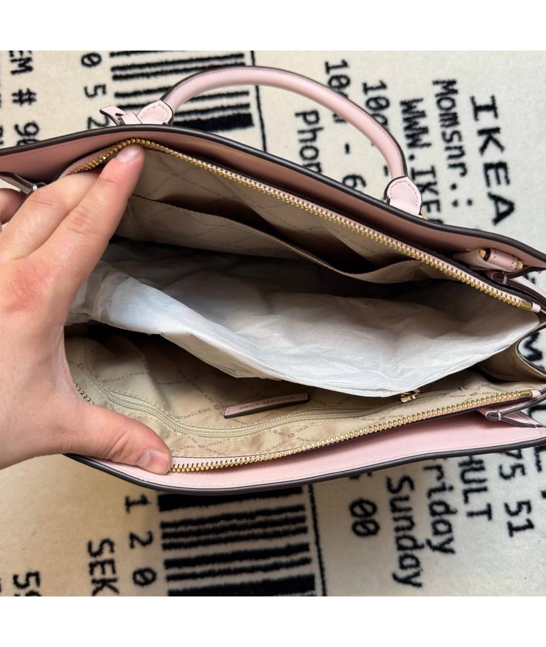 MICHAEL KORS Розовая кожаная сумка с короткими ручками, фото 5