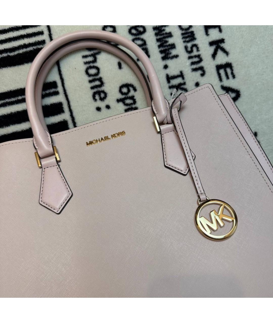 MICHAEL KORS Розовая кожаная сумка с короткими ручками, фото 3