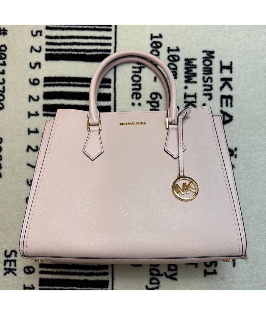 MICHAEL KORS Розовая кожаная сумка с короткими ручками, фото 6