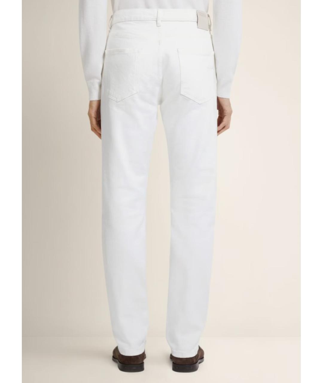 ZEGNA Белые хлопковые прямые джинсы, фото 3