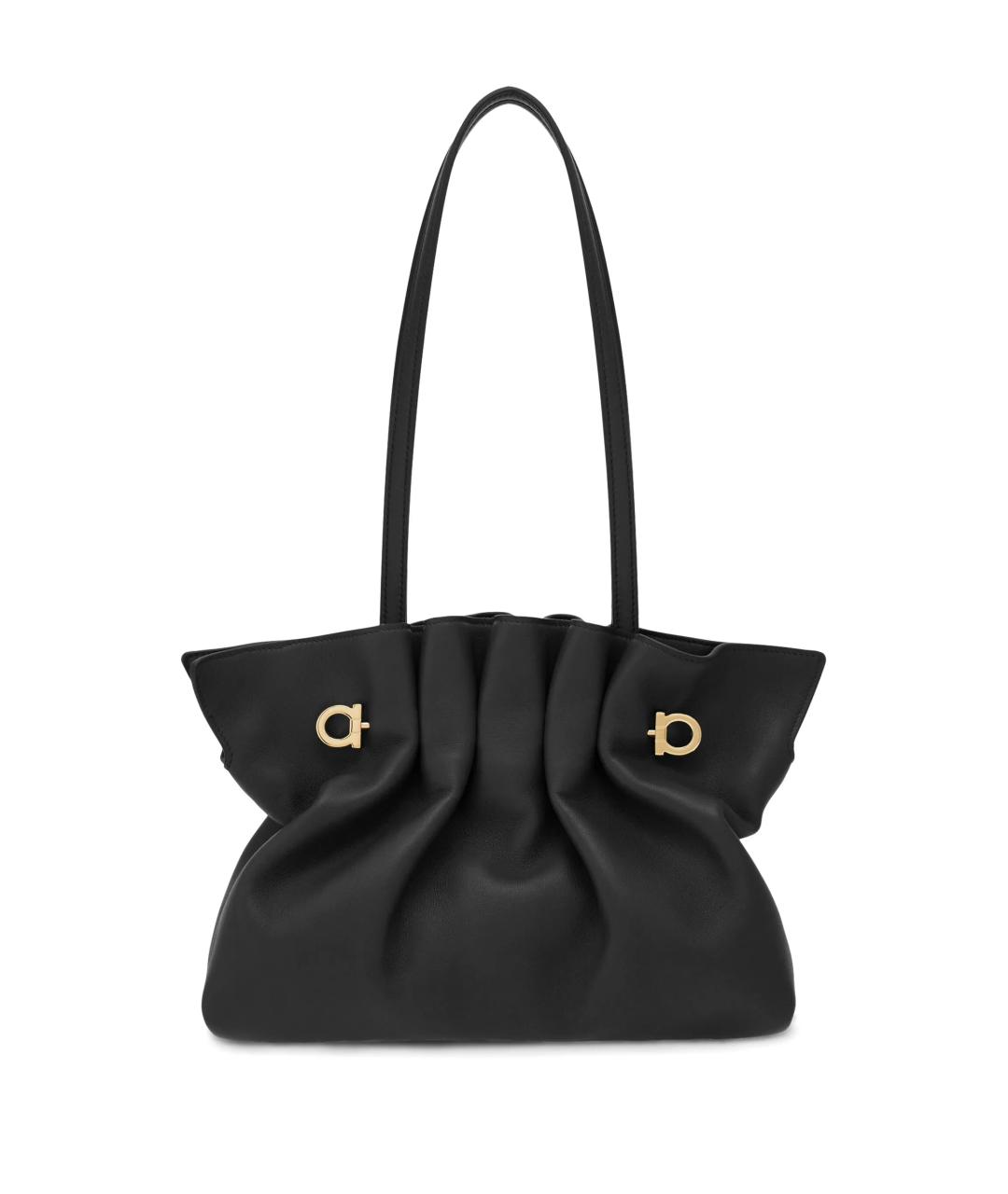 FERRAGAMO Черная кожаная сумка тоут, фото 3